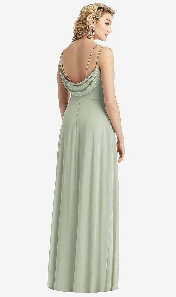 Front View - Celadon Cowl-Back Double Strap Maxi Dress with Side Slit