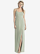 Rear View Thumbnail - Celadon Cowl-Back Double Strap Maxi Dress with Side Slit