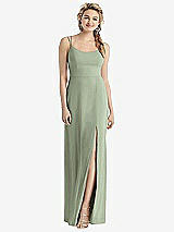 Rear View Thumbnail - Sage Cowl-Back Double Strap Maxi Dress with Side Slit