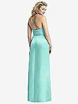 Rear View Thumbnail - Coastal Pleated Skirt Satin Maxi Dress with Pockets