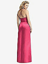 Rear View Thumbnail - Pantone Honeysuckle Pleated Skirt Satin Maxi Dress with Pockets