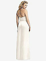 Rear View Thumbnail - Ivory Pleated Skirt Satin Maxi Dress with Pockets