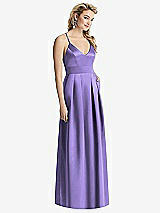 Front View Thumbnail - Tahiti Pleated Skirt Satin Maxi Dress with Pockets