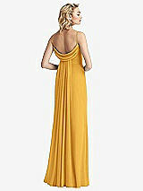 Front View Thumbnail - NYC Yellow Shirred Sash Cowl-Back Chiffon Trumpet Gown