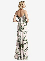 Front View Thumbnail - Palm Beach Print Shirred Sash Cowl-Back Chiffon Trumpet Gown