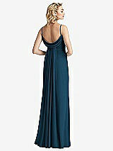 Front View Thumbnail - Atlantic Blue Shirred Sash Cowl-Back Chiffon Trumpet Gown