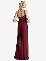 Front View Thumbnail - Burgundy Shirred Sash Cowl-Back Chiffon Trumpet Gown