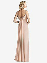 Front View Thumbnail - Cameo Shirred Sash Cowl-Back Chiffon Trumpet Gown