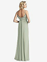 Front View Thumbnail - Celadon Shirred Sash Cowl-Back Chiffon Trumpet Gown