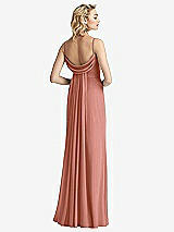 Front View Thumbnail - Desert Rose Shirred Sash Cowl-Back Chiffon Trumpet Gown