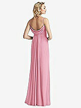 Front View Thumbnail - Peony Pink Shirred Sash Cowl-Back Chiffon Trumpet Gown