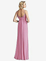 Front View Thumbnail - Powder Pink Shirred Sash Cowl-Back Chiffon Trumpet Gown