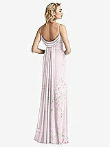 Front View Thumbnail - Watercolor Print Shirred Sash Cowl-Back Chiffon Trumpet Gown