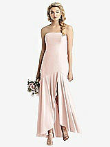 Front View Thumbnail - Blush Strapless Sheer Crepe High-Low Dress