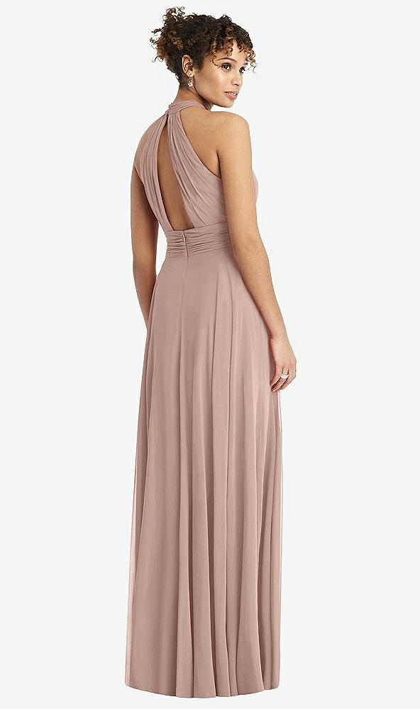 Back View - Neu Nude High-Neck Open-Back Shirred Halter Maxi Dress