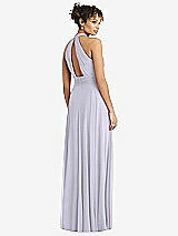 Rear View Thumbnail - Silver Dove High-Neck Open-Back Shirred Halter Maxi Dress