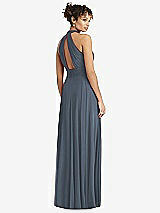 Rear View Thumbnail - Silverstone High-Neck Open-Back Shirred Halter Maxi Dress