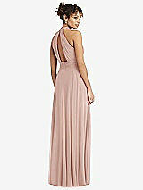 Rear View Thumbnail - Toasted Sugar High-Neck Open-Back Shirred Halter Maxi Dress