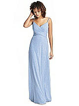 Front View Thumbnail - Cloudy Silver Shimmer Faux Wrap Chiffon Dress