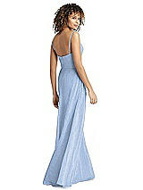 Rear View Thumbnail - Cloudy Silver Shimmer Faux Wrap Chiffon Dress