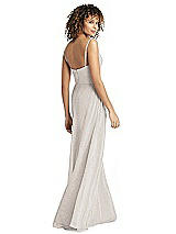 Rear View Thumbnail - Taupe Silver Shimmer Faux Wrap Chiffon Dress