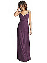 Front View Thumbnail - Aubergine Silver Shimmer Faux Wrap Chiffon Dress