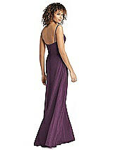 Rear View Thumbnail - Aubergine Silver Shimmer Faux Wrap Chiffon Dress