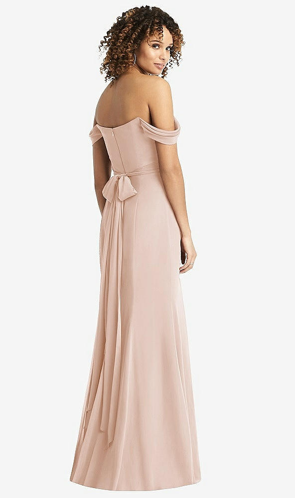 Back View - Cameo Off-the-Shoulder Criss Cross Bodice Trumpet Gown