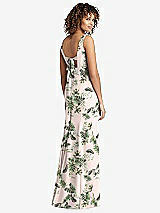 Front View Thumbnail - Palm Beach Print Sleeveless Tie Back Chiffon Trumpet Gown