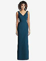 Rear View Thumbnail - Atlantic Blue Sleeveless Tie Back Chiffon Trumpet Gown