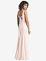 Front View Thumbnail - Blush Sleeveless Tie Back Chiffon Trumpet Gown