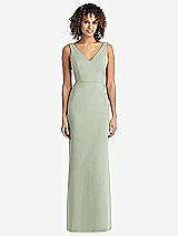 Rear View Thumbnail - Celadon Sleeveless Tie Back Chiffon Trumpet Gown