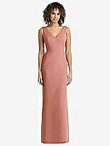 Rear View Thumbnail - Desert Rose Sleeveless Tie Back Chiffon Trumpet Gown