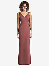 Rear View Thumbnail - English Rose Sleeveless Tie Back Chiffon Trumpet Gown