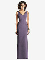 Rear View Thumbnail - Lavender Sleeveless Tie Back Chiffon Trumpet Gown