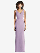 Rear View Thumbnail - Pale Purple Sleeveless Tie Back Chiffon Trumpet Gown