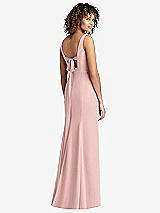 Front View Thumbnail - Rose - PANTONE Rose Quartz Sleeveless Tie Back Chiffon Trumpet Gown