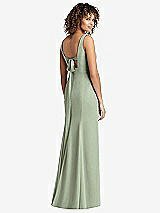 Front View Thumbnail - Sage Sleeveless Tie Back Chiffon Trumpet Gown