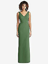 Rear View Thumbnail - Vineyard Green Sleeveless Tie Back Chiffon Trumpet Gown