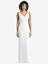 Rear View Thumbnail - White Sleeveless Tie Back Chiffon Trumpet Gown