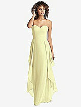 Front View Thumbnail - Butter Yellow Strapless Chiffon Dress with Skirt Overlay