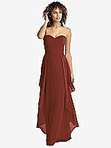 Front View Thumbnail - Auburn Moon Strapless Chiffon Dress with Skirt Overlay