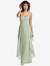 Front View Thumbnail - Celadon Strapless Chiffon Dress with Skirt Overlay