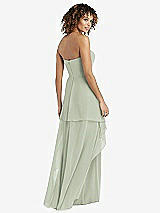 Rear View Thumbnail - Celadon Strapless Chiffon Dress with Skirt Overlay