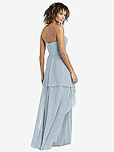 Rear View Thumbnail - Mist Strapless Chiffon Dress with Skirt Overlay