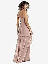 Rear View Thumbnail - Neu Nude Strapless Chiffon Dress with Skirt Overlay