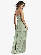 Rear View Thumbnail - Sage Strapless Chiffon Dress with Skirt Overlay