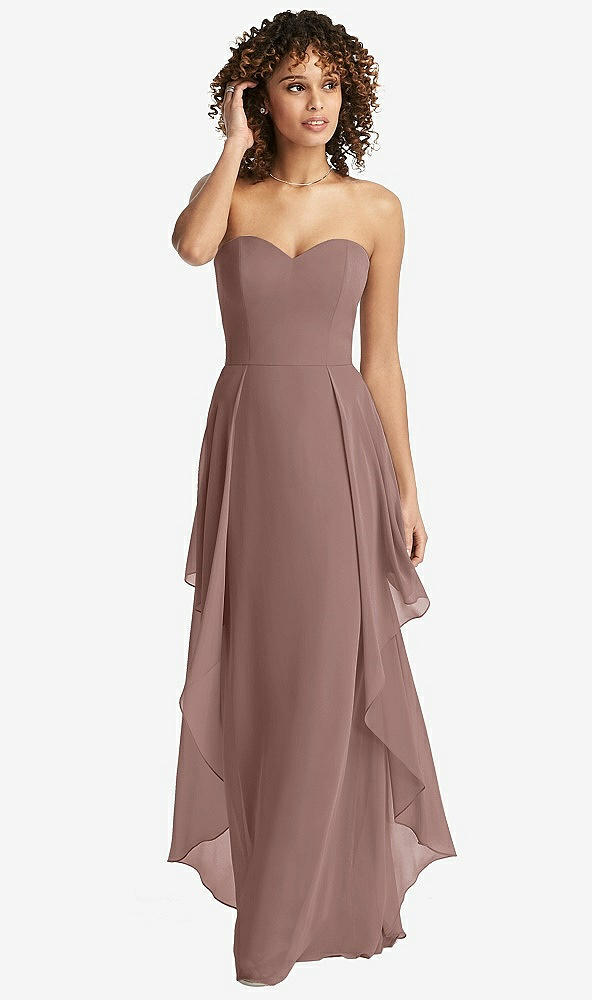 Front View - Sienna Strapless Chiffon Dress with Skirt Overlay