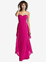 Front View Thumbnail - Think Pink Strapless Chiffon Dress with Skirt Overlay