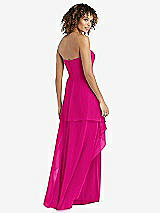 Rear View Thumbnail - Think Pink Strapless Chiffon Dress with Skirt Overlay